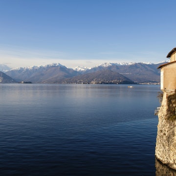 Eremo di Santa Caterina del Sasso panorama. Color image