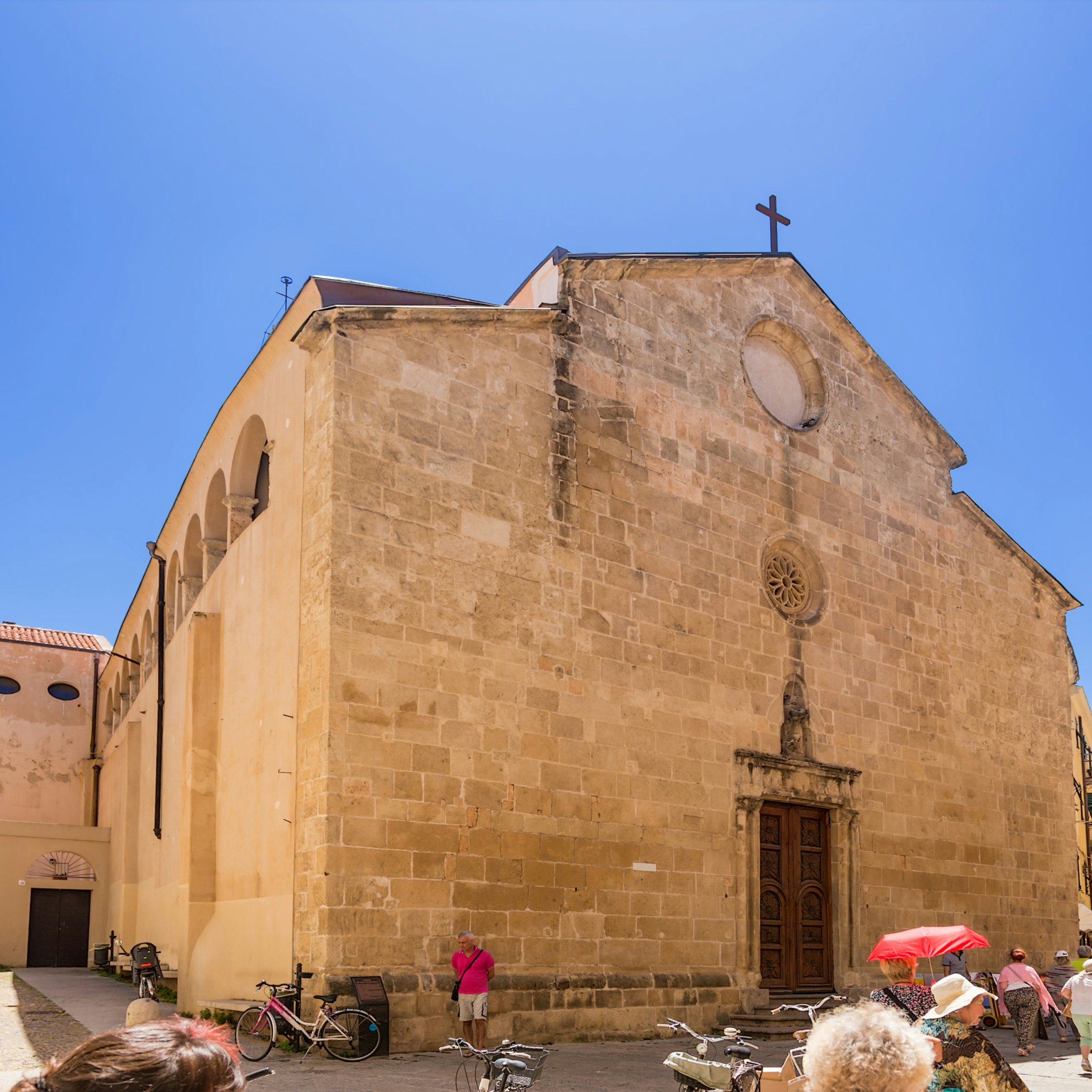ALGHERO, SARDINIA, ITALY - JUL 07, 2016:  The Church of San Francesco, the 14th century; Shutterstock ID 703363372; Your name (First / Last): Anna Tyler; GL account no.: 65050; Netsuite department name: Online Editorial; Full Product or Project name including edition: destination-image-southern-europe