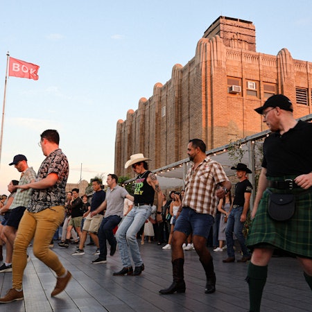 Line dancing at BOK Bar.