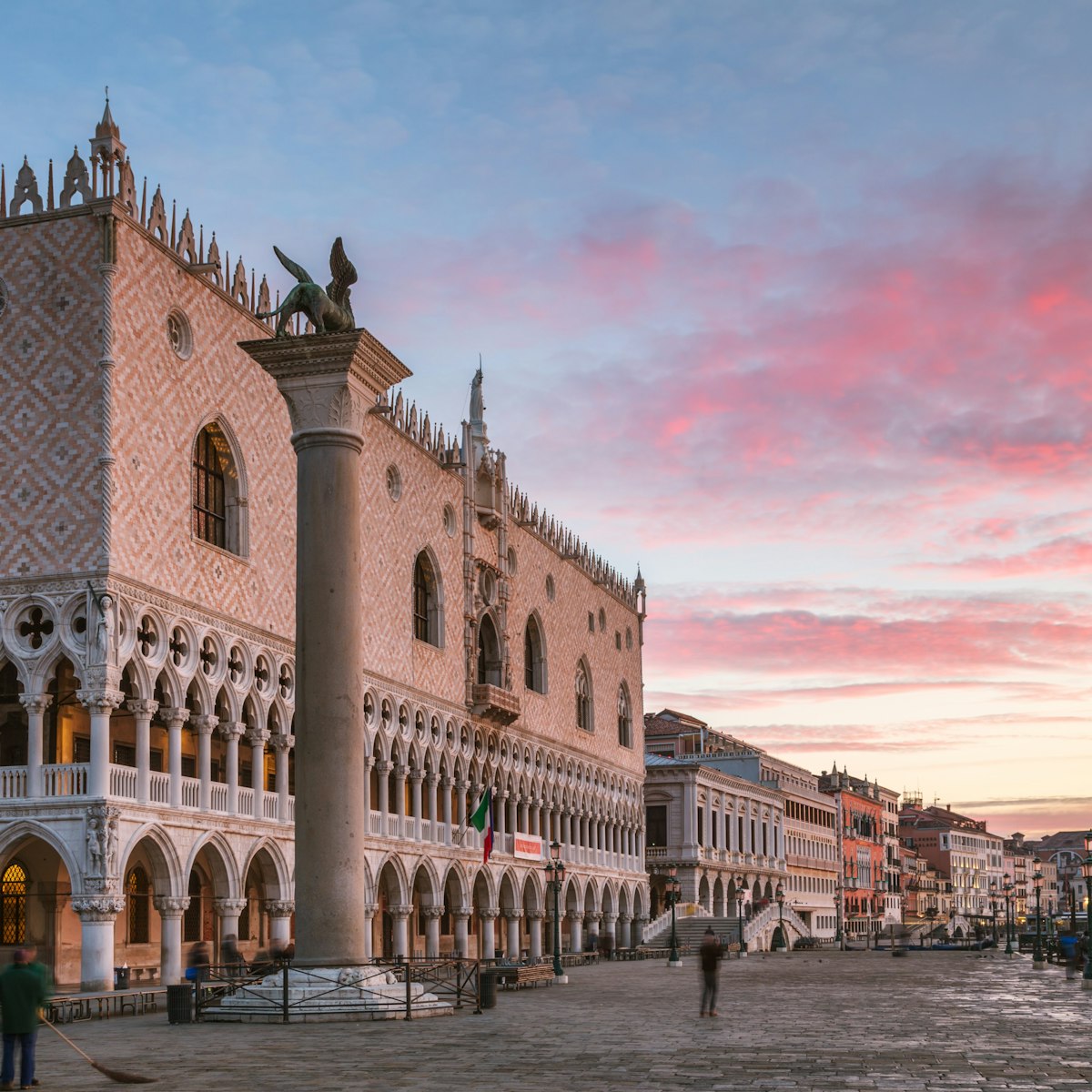Awesome sunrise over Doges palace, Venice