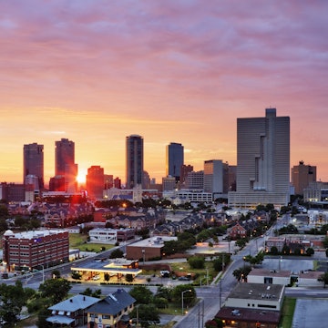 Texas, Fort Worth skyline at sunrise