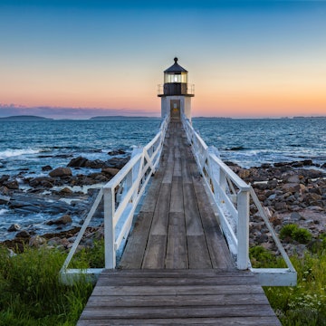 Prominently sited on a rocky point of land, Marshall Point Lighthouse is located near the fishing village of Port Clyde, Maine. Marshall Point Lighthouse was established in 1832