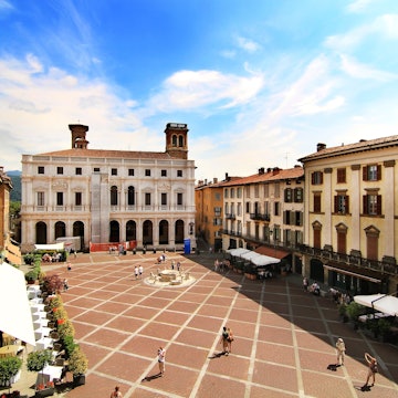 View of Piazza Vecchia in Bergamo.