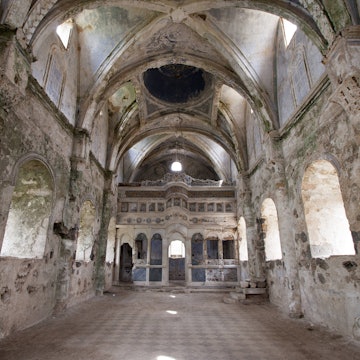 Lower church of ghost town of Kayakoy (Turkey)