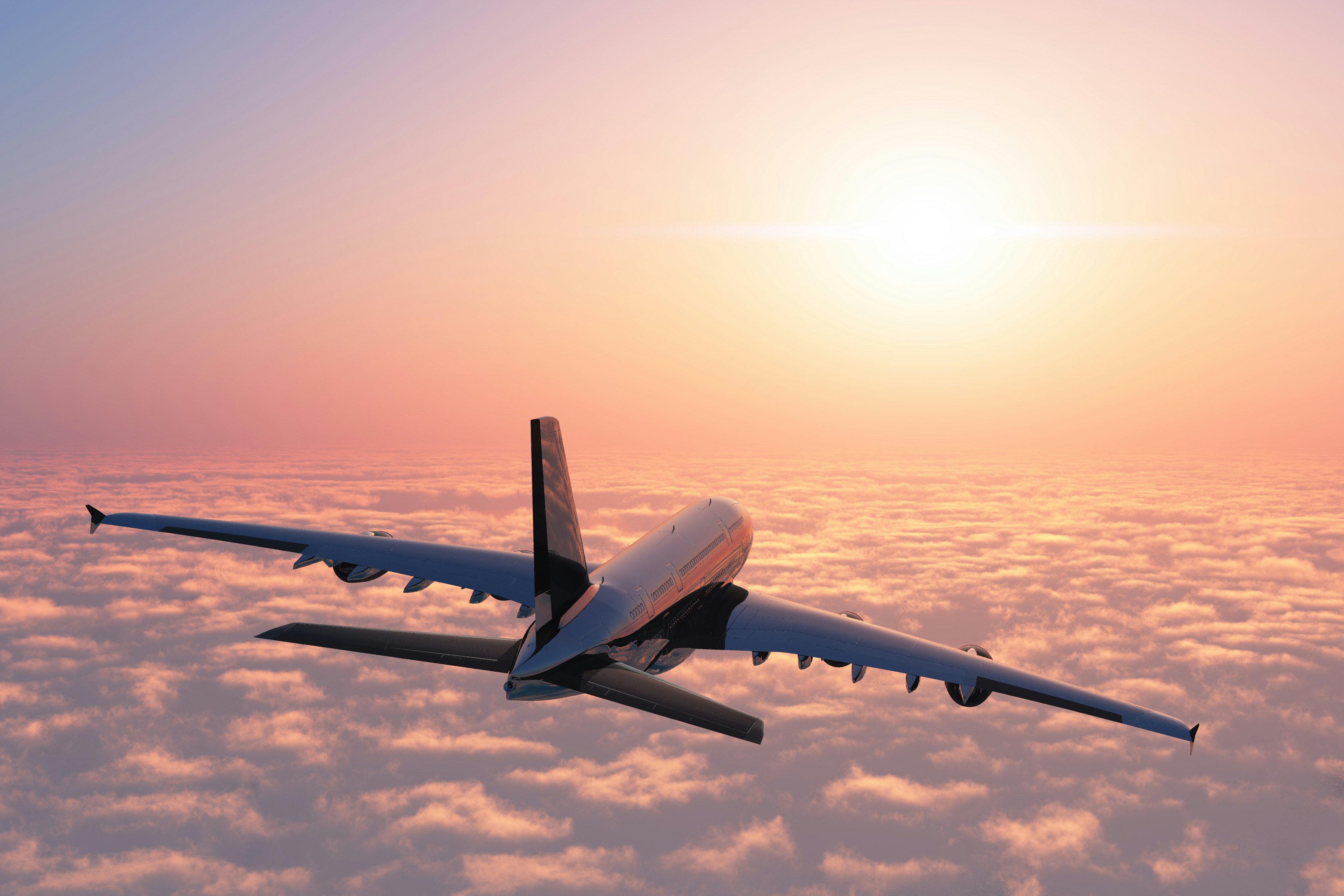 Passenger plane above the clouds.