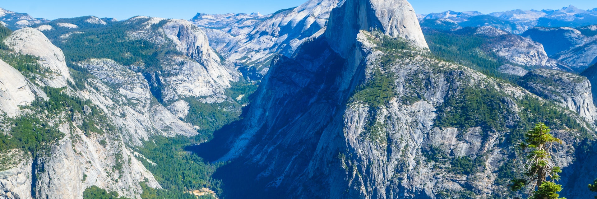 October 9, 2014: Visitors gather at Glacier Point with the Half Dome mountain in the background.