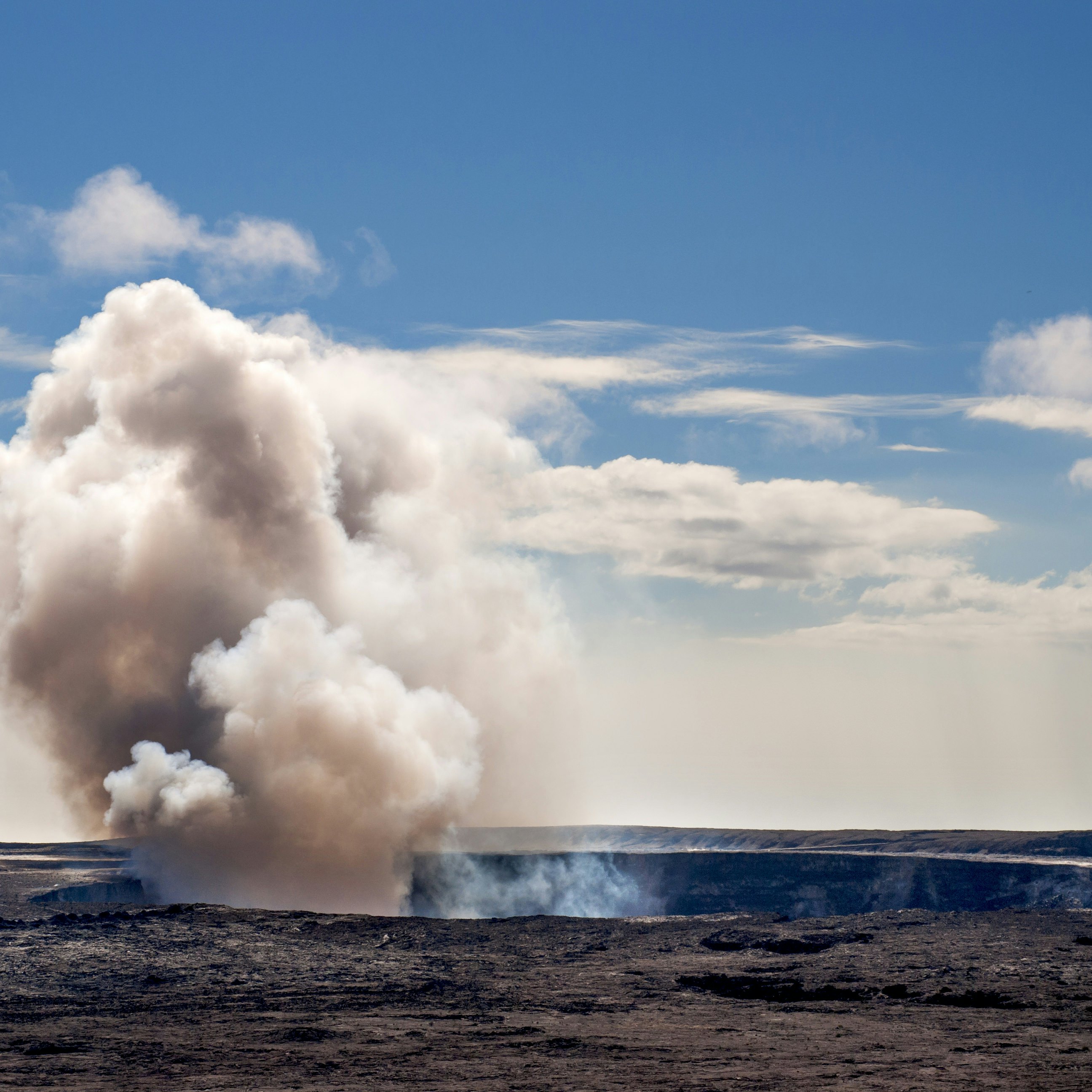 Smoke plumes from the Kilauea Volcano on the Big Island of Hawaii.