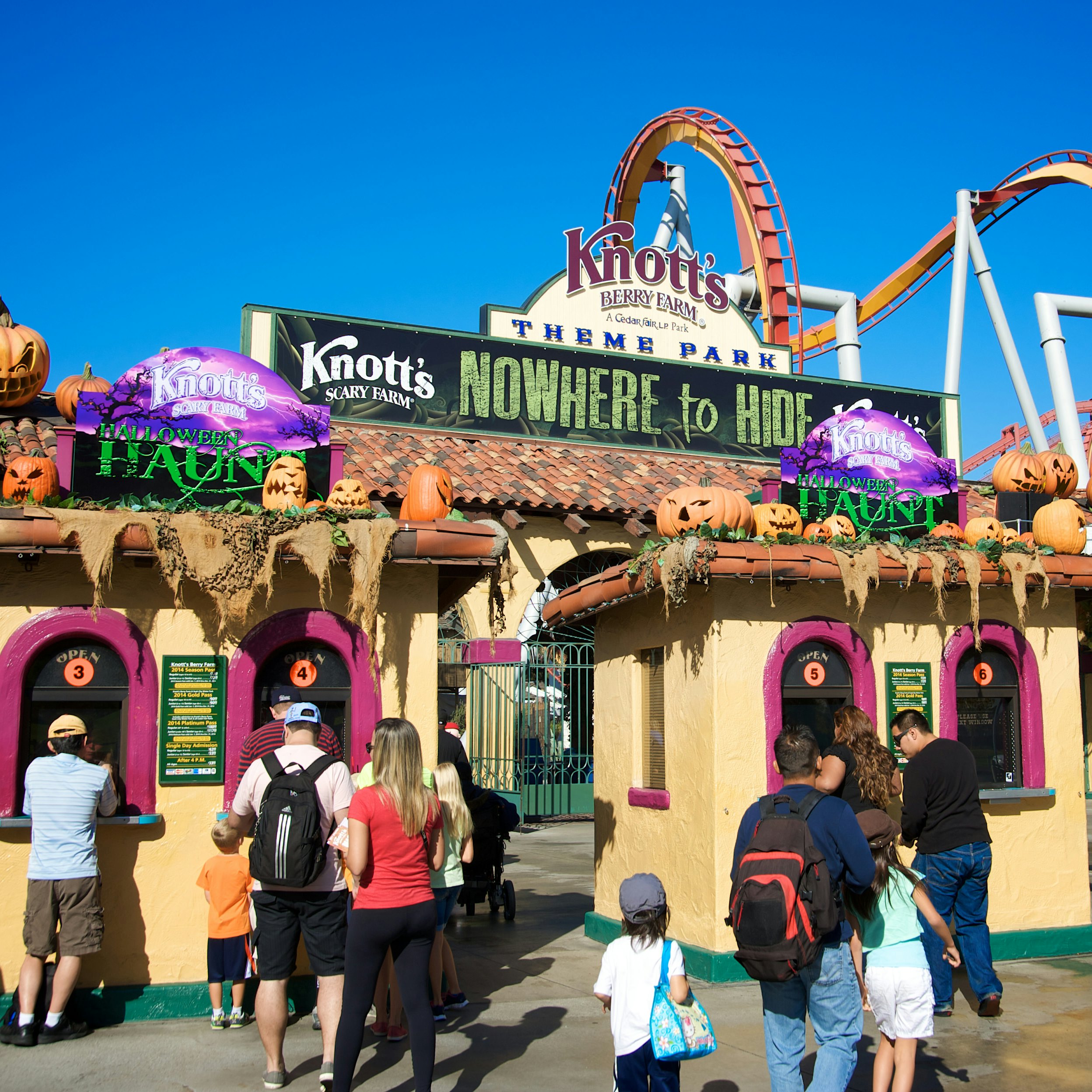 People entering Knott's Scary Farm at Knott's Berry Farm, celebrating a Southern California Halloween tradition, on October 14, 2013.