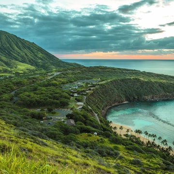 Koko Head Crater and Hanauma Bay at dawn on Oahu, Hawaii
