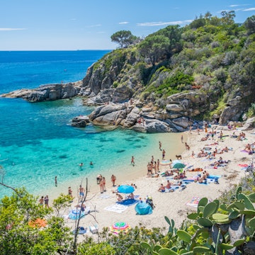Scenic sight of Cavoli beach in Elba Island, Tuscany, Italy. April-30-2017