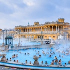 January 1, 2018: Bathers crowd Szechenyi Baths in Budapest.